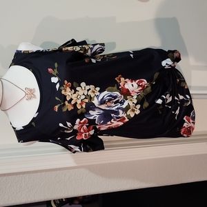 Floral shoulder cutout top